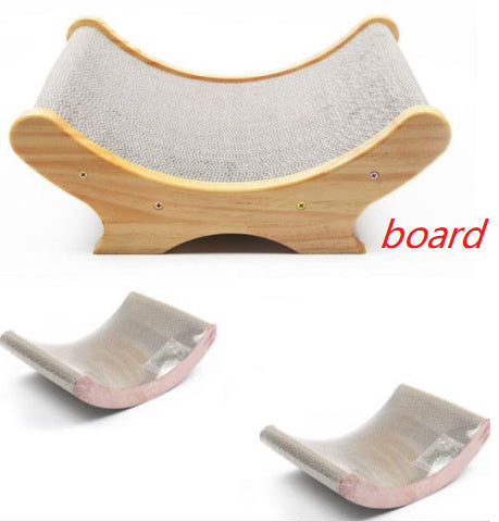 Premium U-Bett für Katzen – 3-in-1 Kratzbrett, Spielzeug & Katzenbett